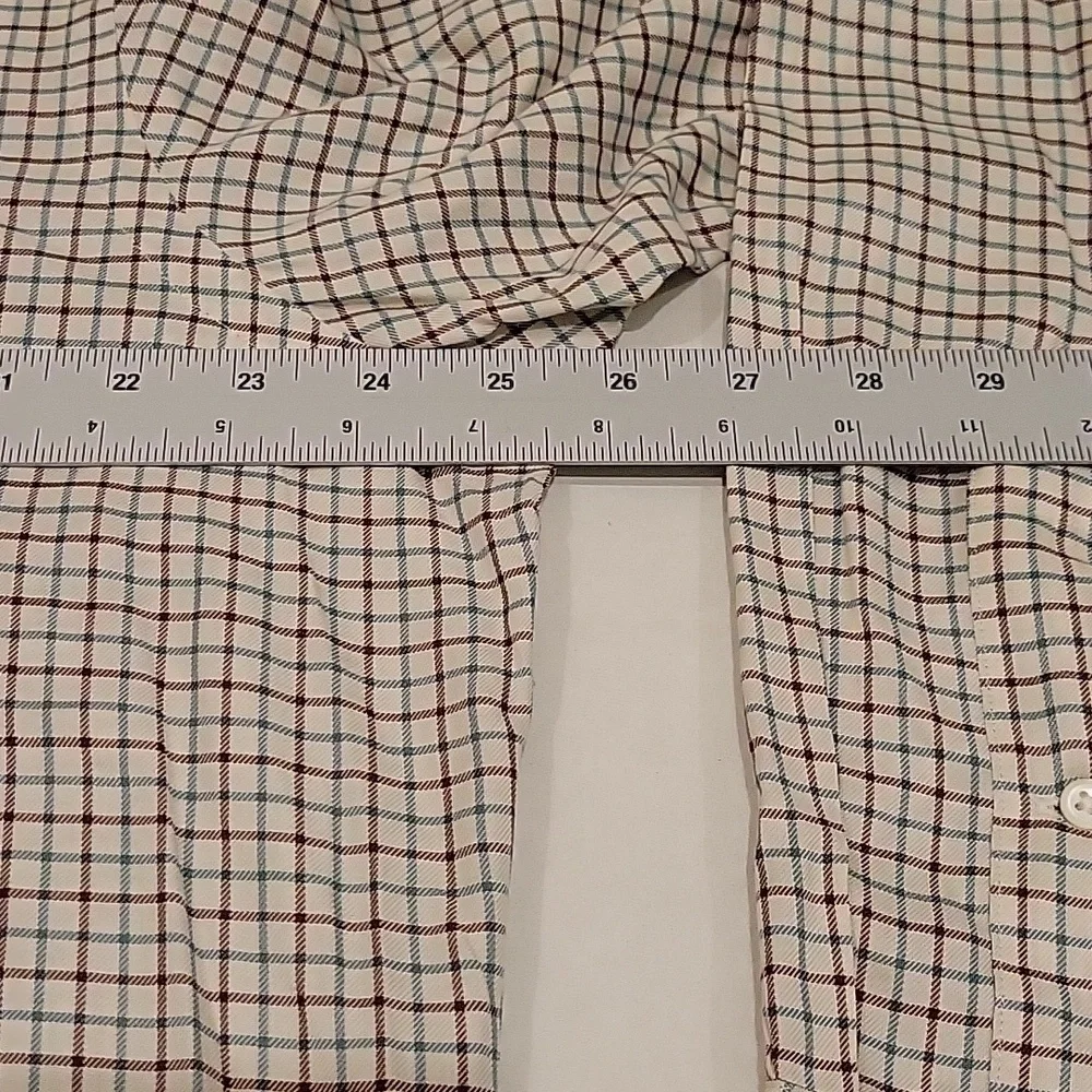 Polo Ralph Lauren Classic Fit Button Down Shirt, Cream with Brown/Green Strip, L